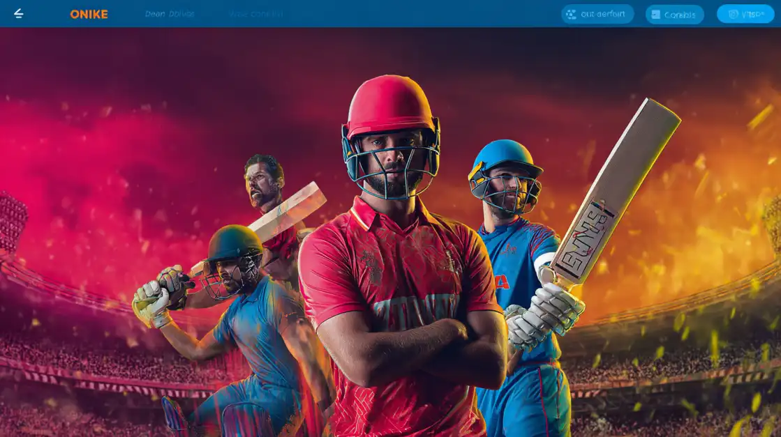 A dynamic image of cricket players in a packed stadium with the official 2855BET website interface, illustrating the seamless integration of live action and online sports betting.